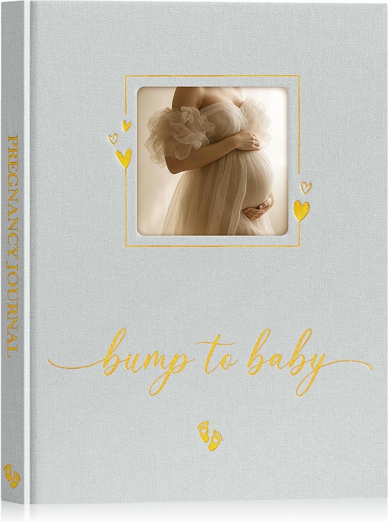 Lanpn My Pregnancy Journal Memory Book for First Time Mom, 156 Page Pregnant Announcement Must Have Planner, Pregnancy Tracking Diary Scrapbook Keepsake Gift for Mom to Be Expecting New Parent Grey - Image 1